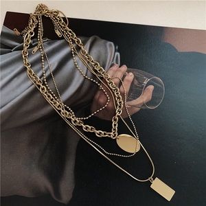 Gold-tone stainless layered necklace